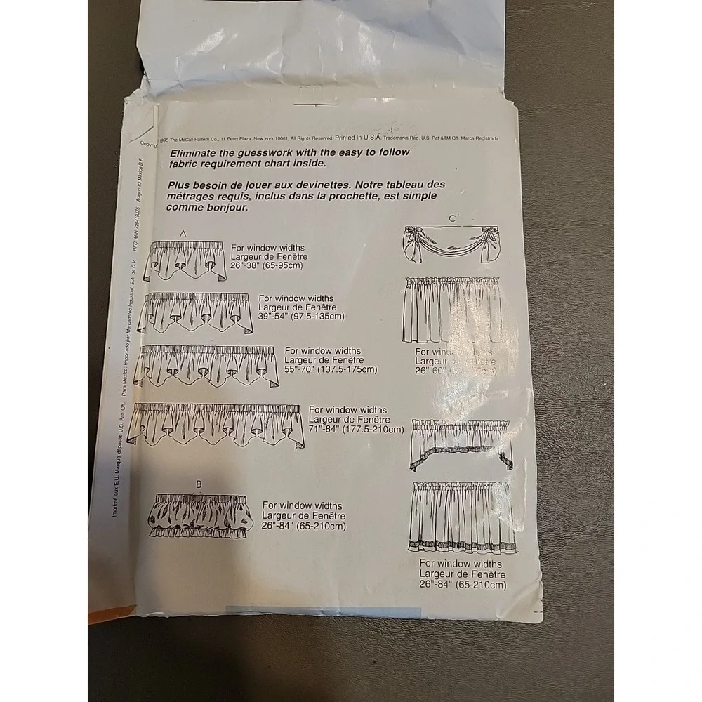 McCall's 770 HOME DECOR Uncut CAFE CURTAINS Bell & Balloon‎ Toppers Valances